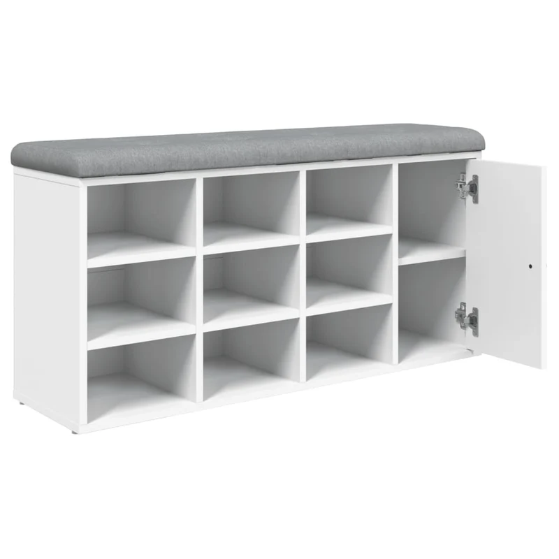 Banc de rangement à chaussures blanc 102 x 32 x 50 cm bois d'ingénierie blanc DEC024828
