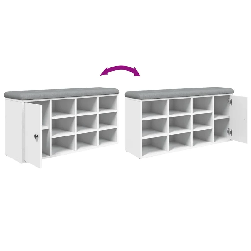 Banc de rangement à chaussures blanc 102 x 32 x 50 cm bois d'ingénierie blanc DEC024828