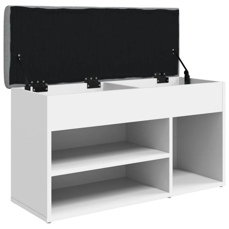 Banc de rangement à chaussures blanc 82 x 32 x 45,5 cm bois d'ingénierie blanc DEC024831