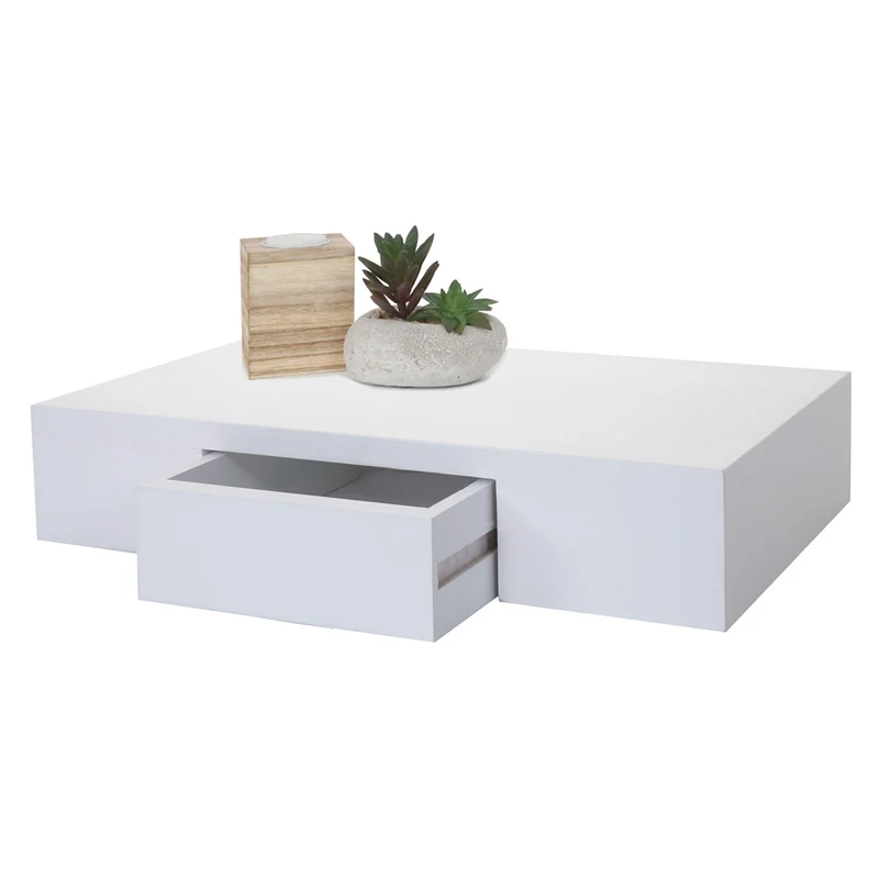 Étagère murale suspendue avec tiroir 40cm blanc 04_0005679