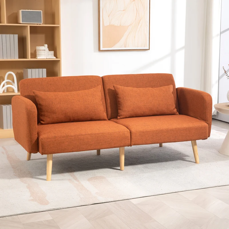 Canapé convertible 3 places 170 x 83 x 80 cm dossier inclinable assise confortable contemporain en polyester marron 21_0003180
