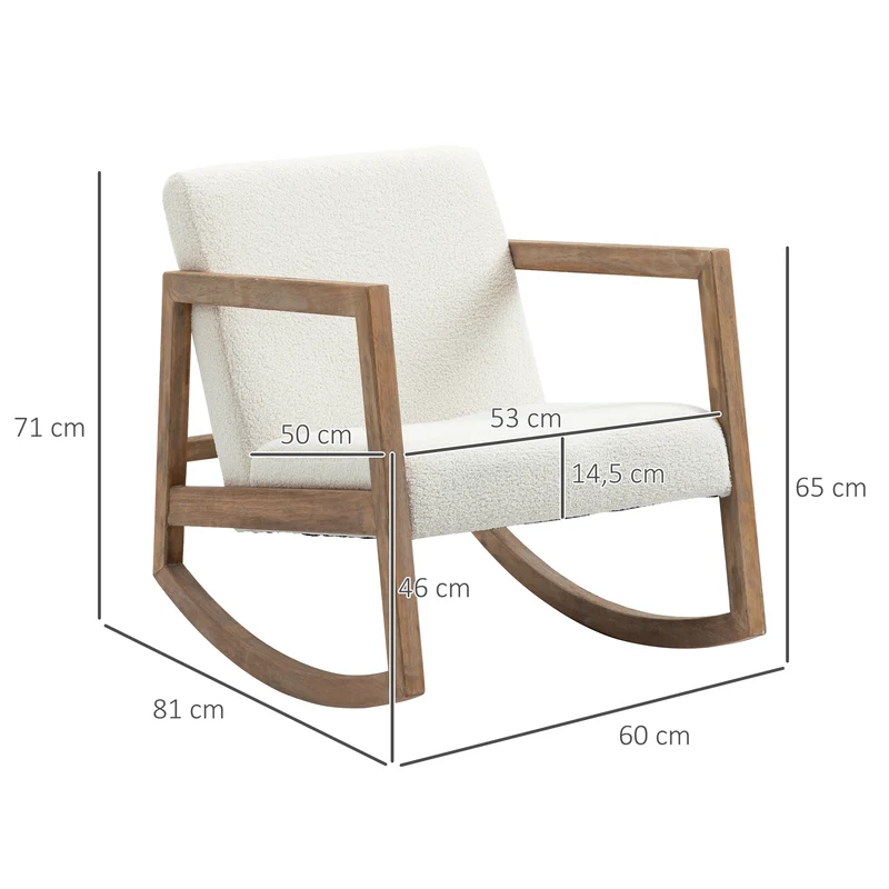 Fauteuil à bascule allaitement 60 x 81 x 71 cm balancement très doux assise rembourrée vintage cosy en polyester crème 21_0003048