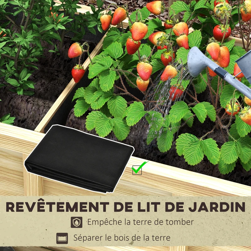 Jardinière sur pieds potager 115 x 46 x 75 cm séparateur amovible et inserts d'irrigation style rustique en bois naturel 21_0005450