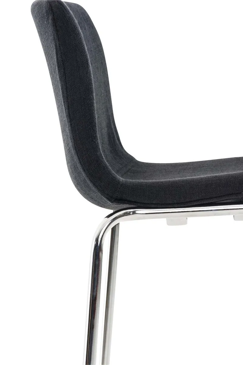 Lot de 2 tabourets de bar avec repose-pieds dossier incurvé en tissu noir et 4 pieds en métal chromé 10_0004196