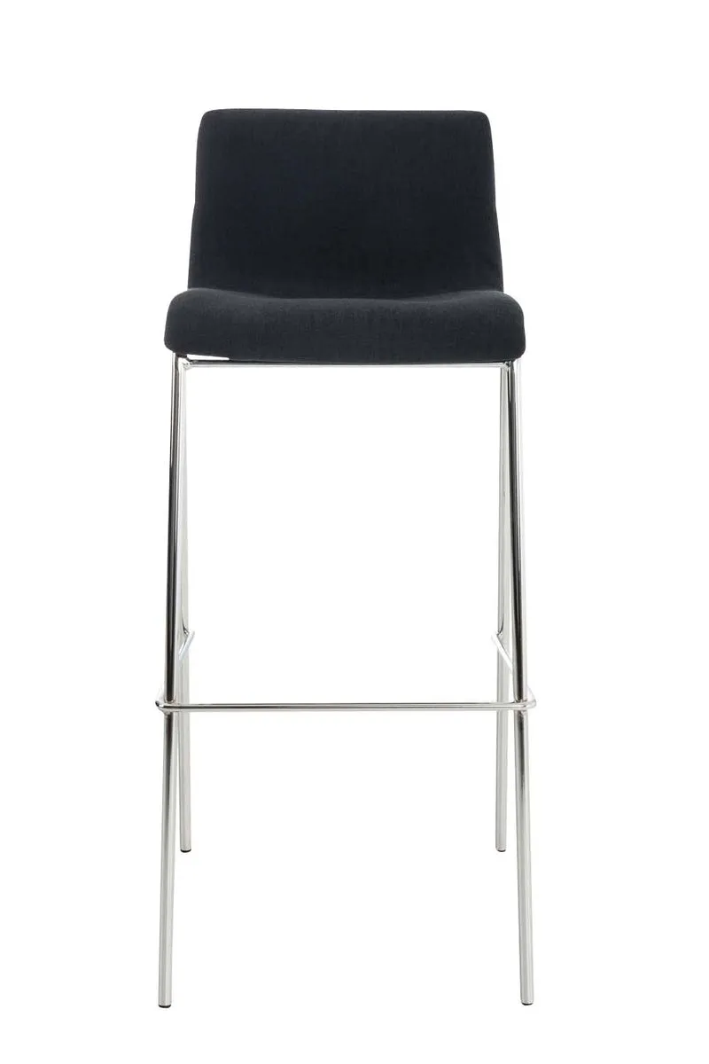 Tabouret de bar classique x1 avec repose-pieds et quatre pieds stable en métal assise en tissu noir 10_0004951