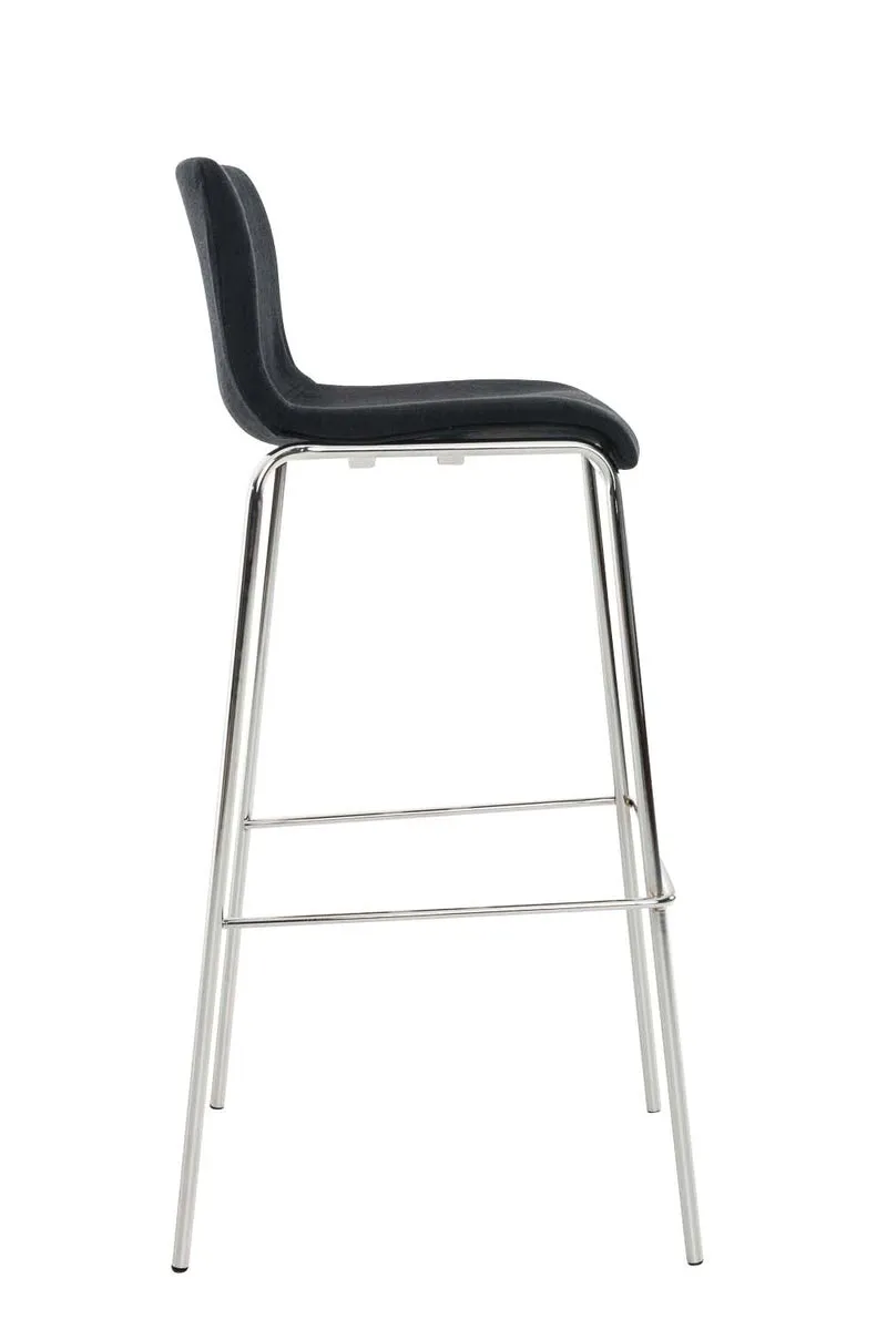 Tabouret de bar classique x1 avec repose-pieds et quatre pieds stable en métal assise en tissu noir 10_0004951