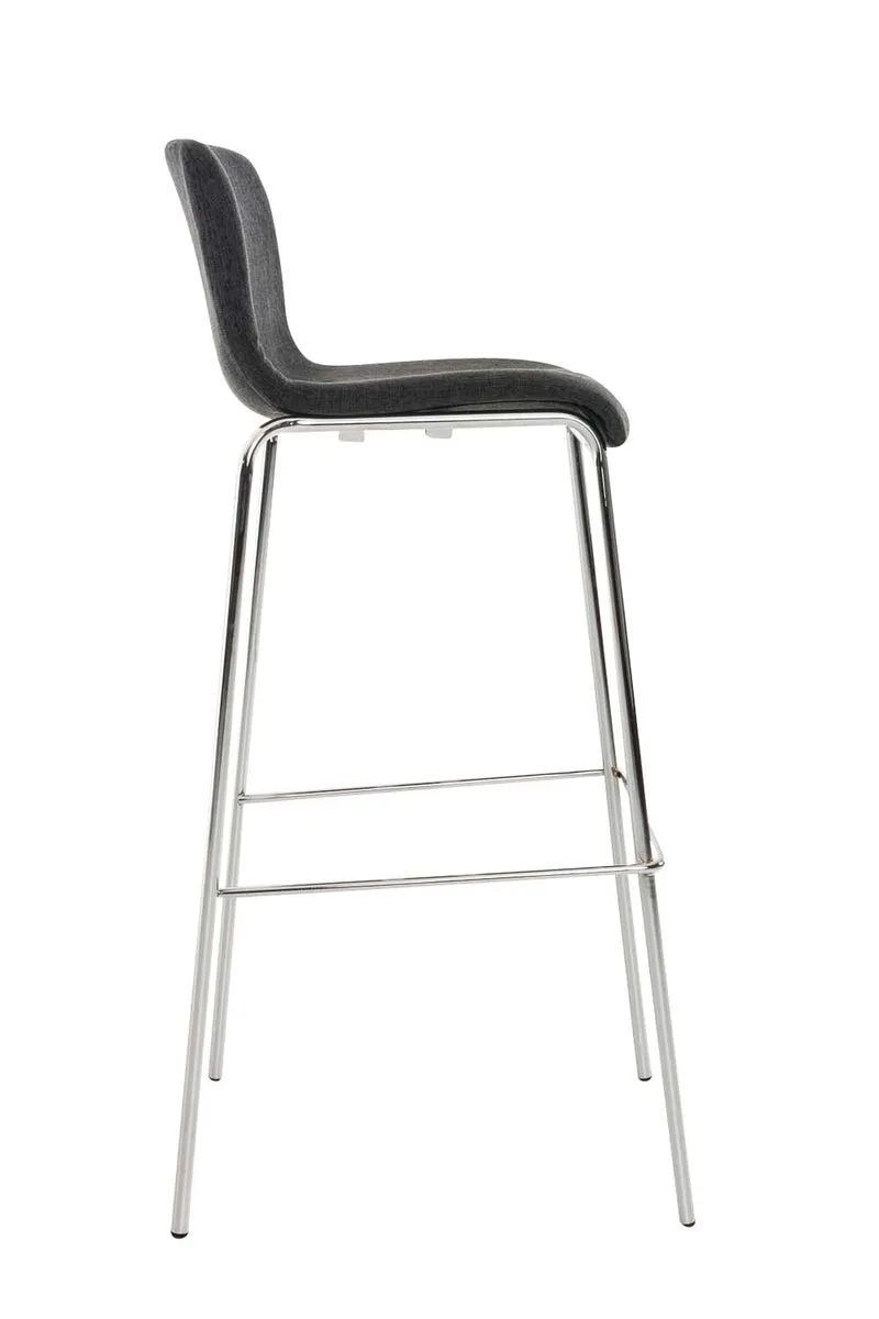 Tabouret de bar x1 design moderne repose-pied en tissu gris foncé sur 4 pieds en métal 10_0004949