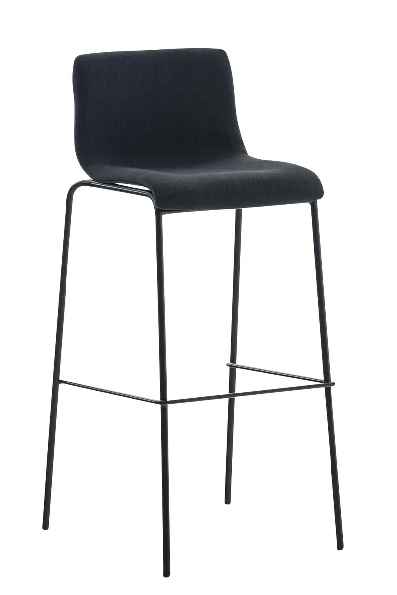 Lot de 2 tabourets de bar avec repose-pieds dossier incurvé en tissu noir et 4 pieds en métal noir 10_0004202