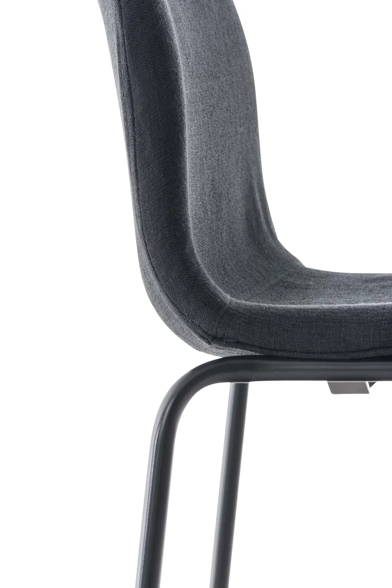 Lot de 2 tabourets de bar avec repose-pieds dossier incurvé en tissu noir et 4 pieds en métal noir 10_0004202