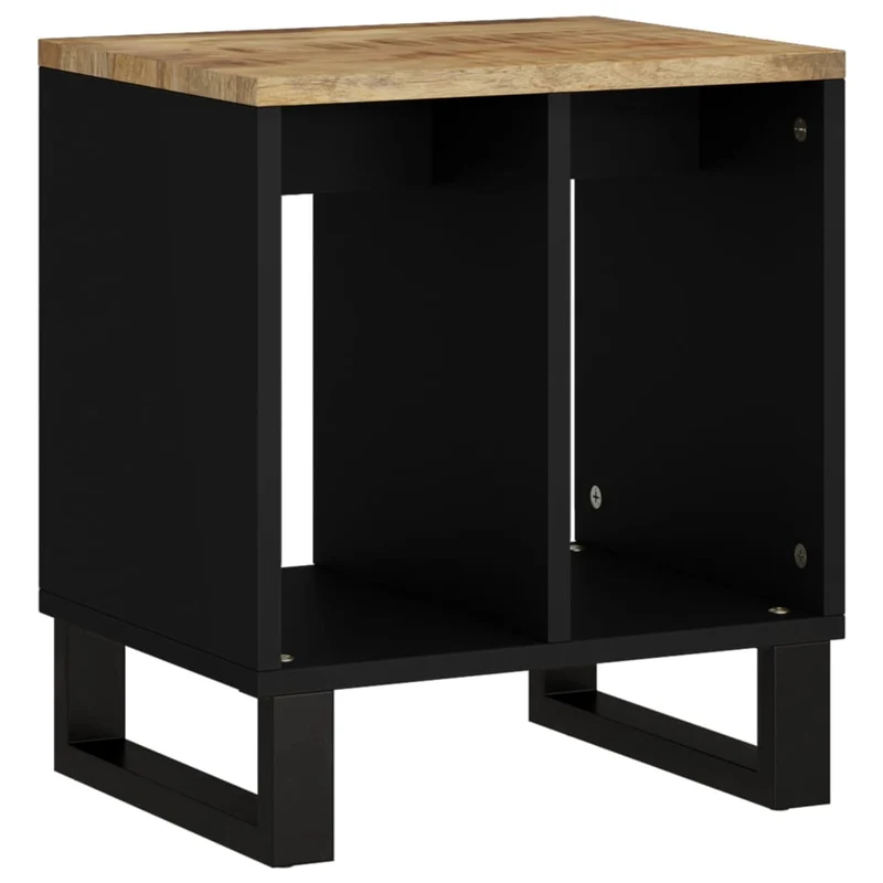 Table d'appoint avec 2 compartiments ouverts 40 x 31 x 46 cm bois de manguier et d'ingénierie marron et métal DEC032895