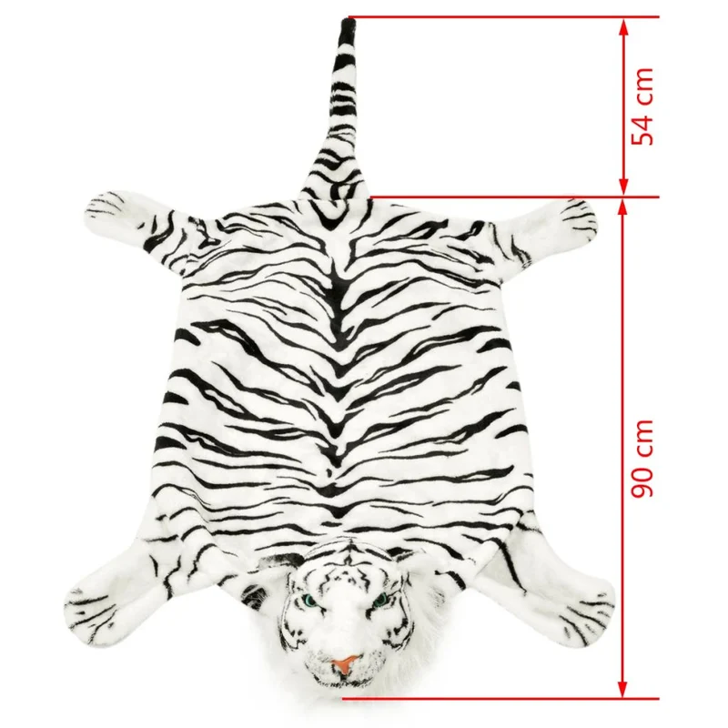 Tapis en peluche en forme de tigre 144 cm Blanc DEC024172