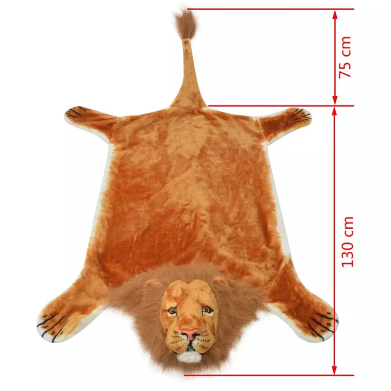 Tapis en peluche en forme de lion 205 cm Marron DEC024174