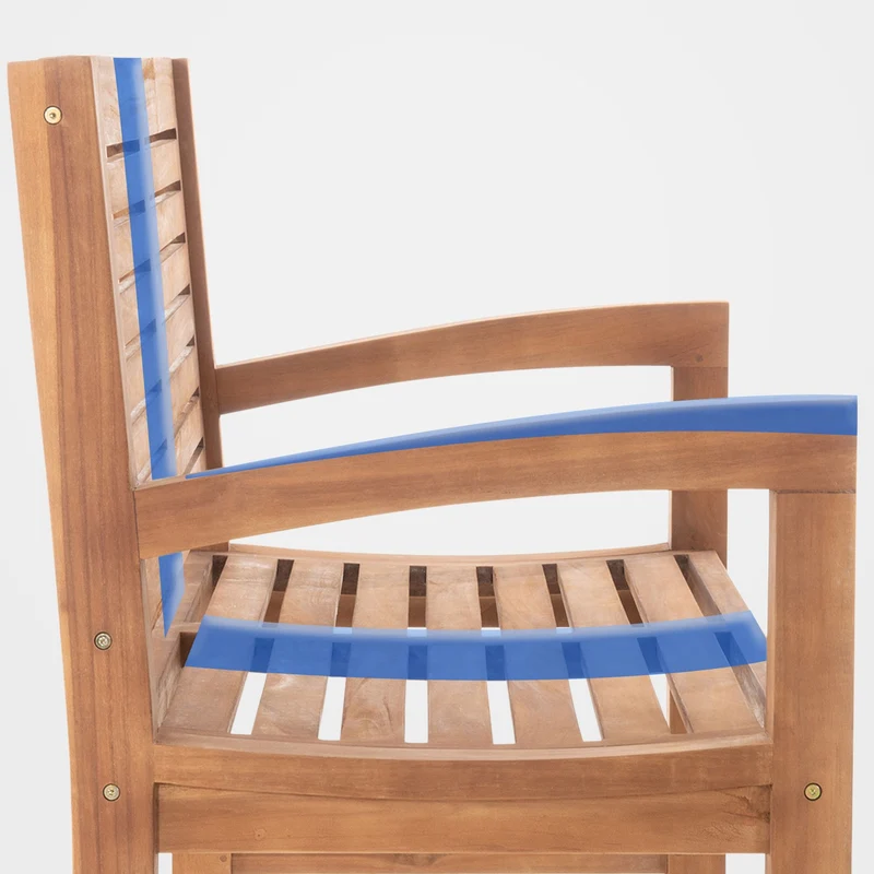 Banc de jardin dossier à lattes droites 120 cm en bois de teck avec accoudoirs – Housse de protection incluse 10_0007985