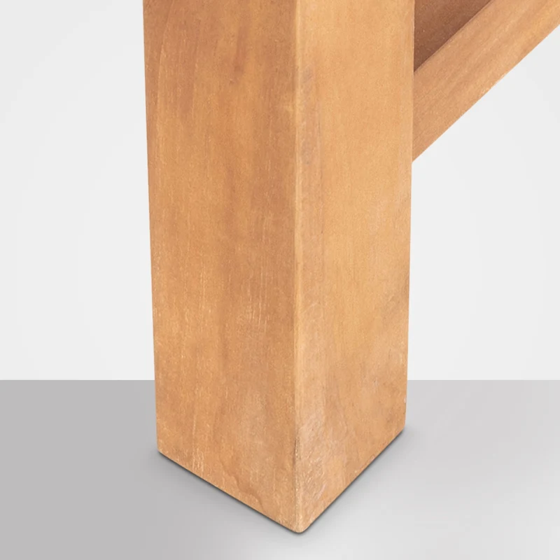 Banc de jardin dossier à lattes droites 120 cm en bois de teck avec accoudoirs – Housse de protection incluse 10_0007985