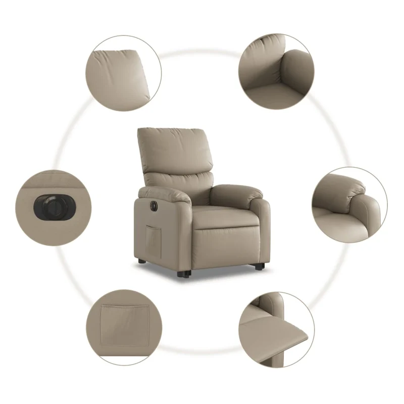 Fauteuil relax TV fonction de levage électrique très confortable en PVC couleur cappuccino DEC028251
