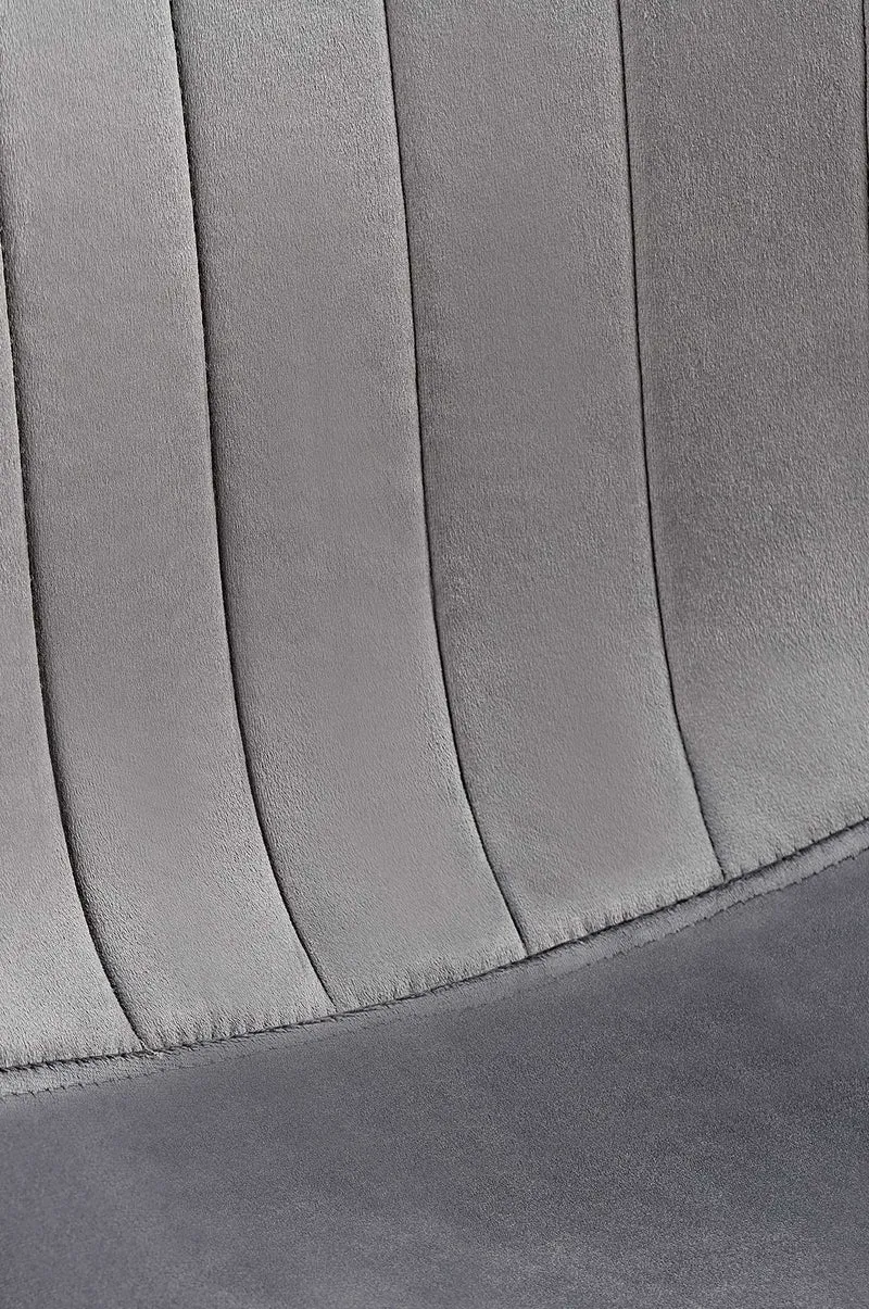 Set de 4 chaises de salle à manger coutures décoratives verticales assise en velours gris pieds en métal noir 10_0001755