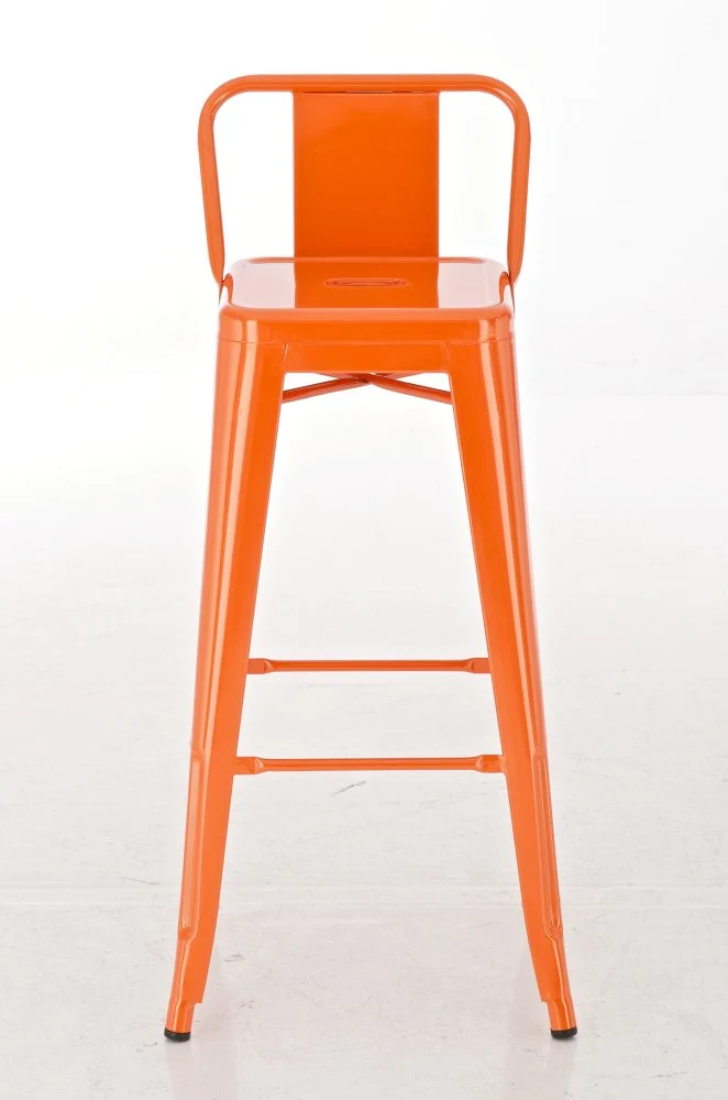 Tabouret de bar x1 avec repose-pieds et dossier en design industriel métal orange 10_0005710