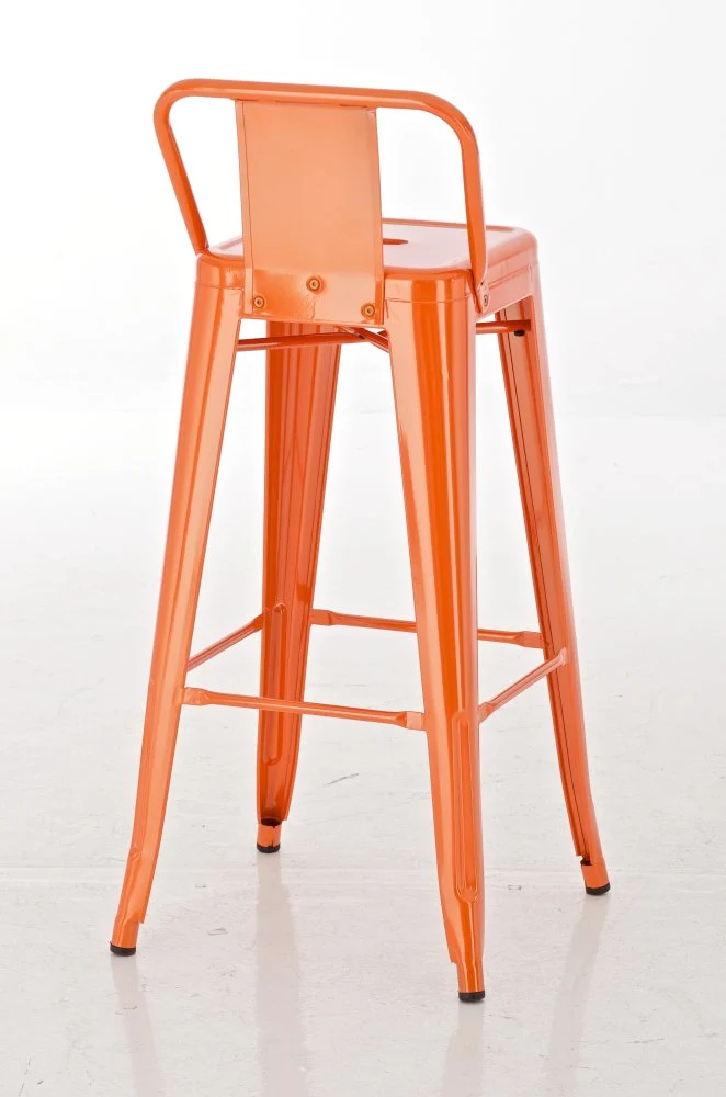 Tabouret de bar x1 avec repose-pieds et dossier en design industriel métal orange 10_0005710