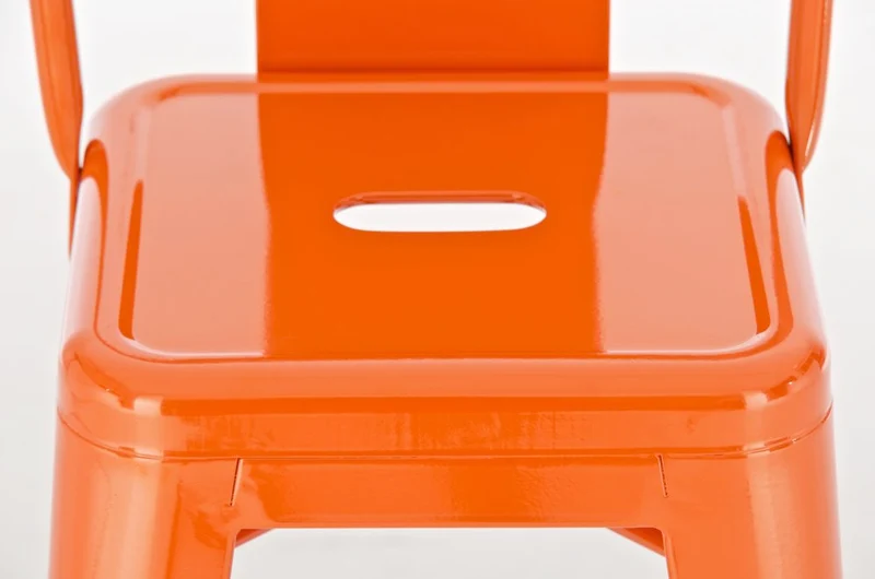 Tabouret de bar x1 avec repose-pieds et dossier en design industriel métal orange 10_0005710
