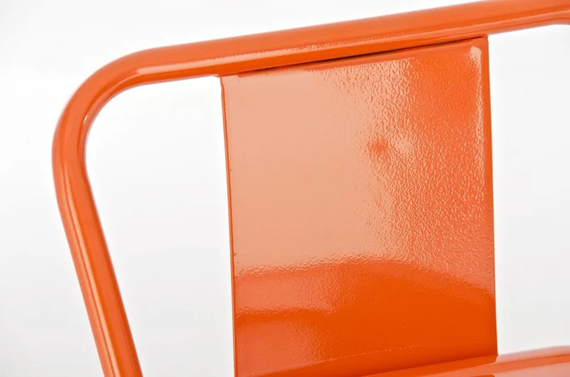 Tabouret de bar x1 avec repose-pieds et dossier en design industriel métal orange 10_0005710