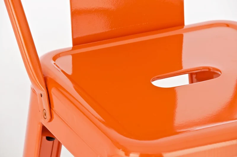Tabouret de bar x1 avec repose-pieds et dossier en design industriel métal orange 10_0005710