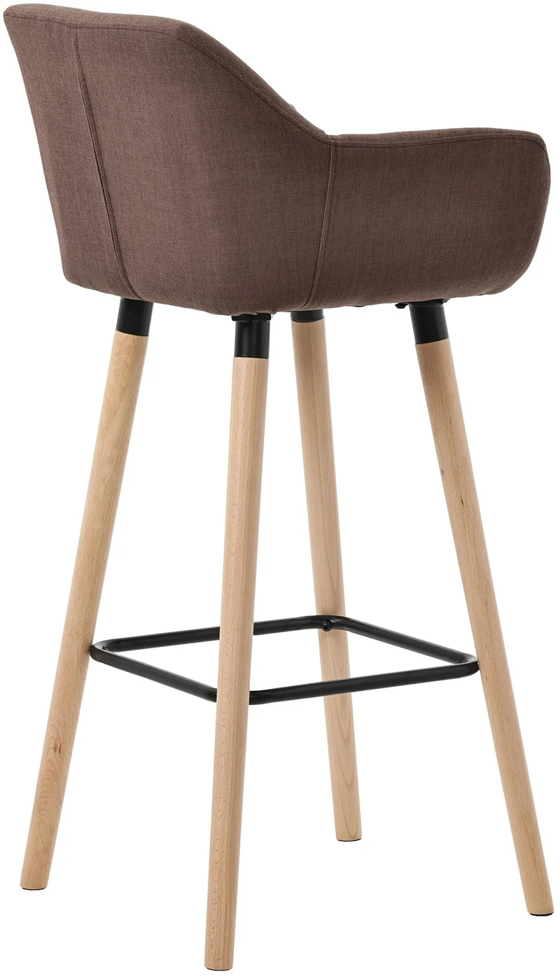 Lot de 2 tabourets de bar lounge design scandinave assise en tissu café pieds en bois repose-pieds en métal 10_0004176