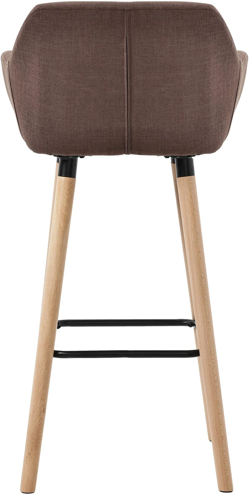 Lot de 2 tabourets de bar lounge design scandinave assise en tissu café pieds en bois repose-pieds en métal 10_0004176