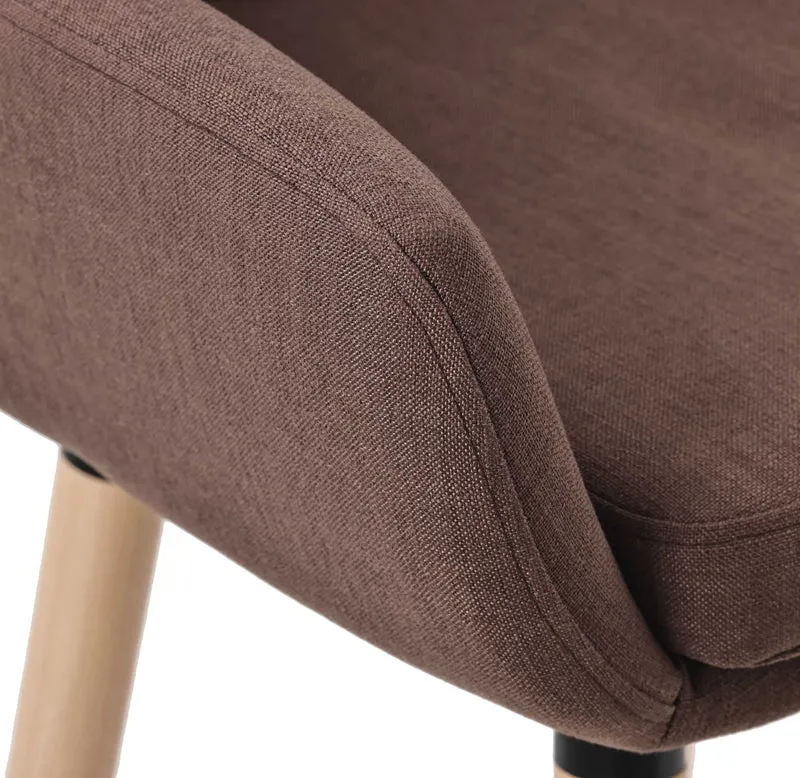 Lot de 2 tabourets de bar lounge design scandinave assise en tissu café pieds en bois repose-pieds en métal 10_0004176