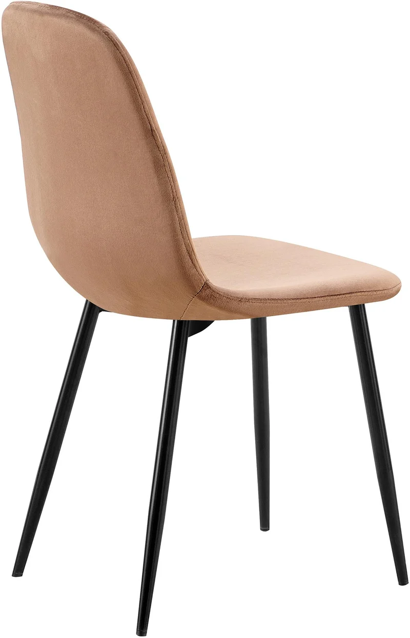 Chaise de salle à manger x1 design moderne coutures verticales velours marron et pieds en métal noir 10_0001986