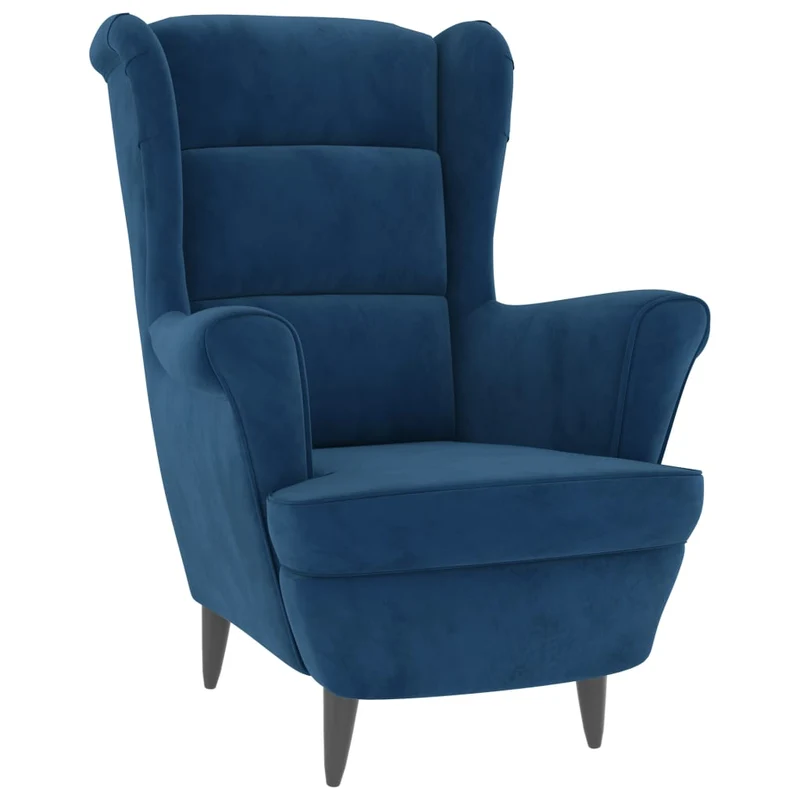 Fauteuils relax avec rebords latérals et repose-pieds en velours bleu DEC028689