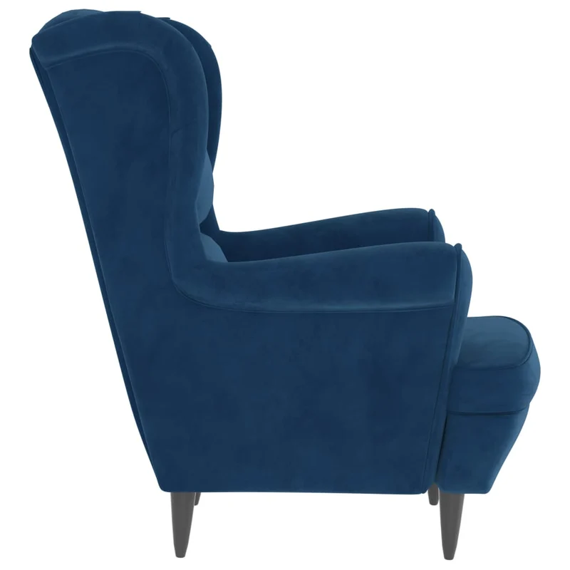 Fauteuils relax avec rebords latérals et repose-pieds en velours bleu DEC028689