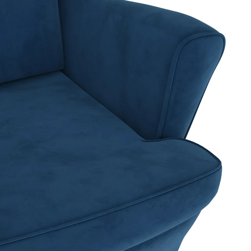 Fauteuils relax avec rebords latérals et repose-pieds en velours bleu DEC028689