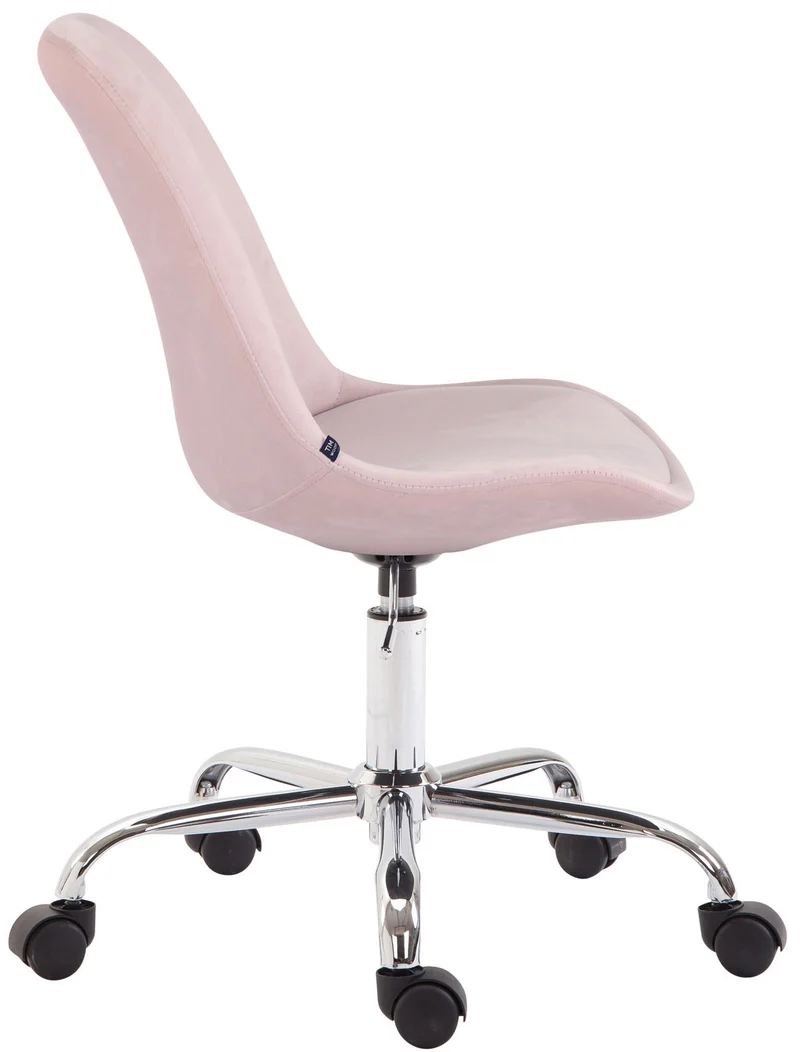 Chaise de bureau sur roulettes en tissu velours rose BUR10353