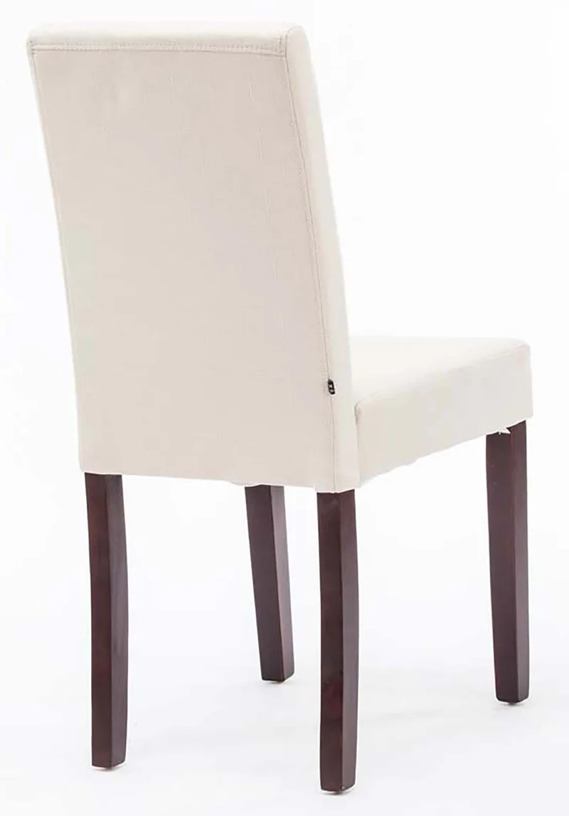 Lot de 2 chaises de salle à manger design moderne en tissu crème et pieds en bois marron foncé 10_0001553