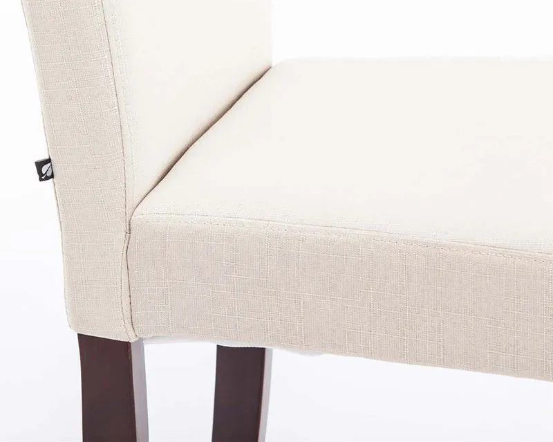 Lot de 2 chaises de salle à manger design moderne en tissu crème et pieds en bois marron foncé 10_0001553