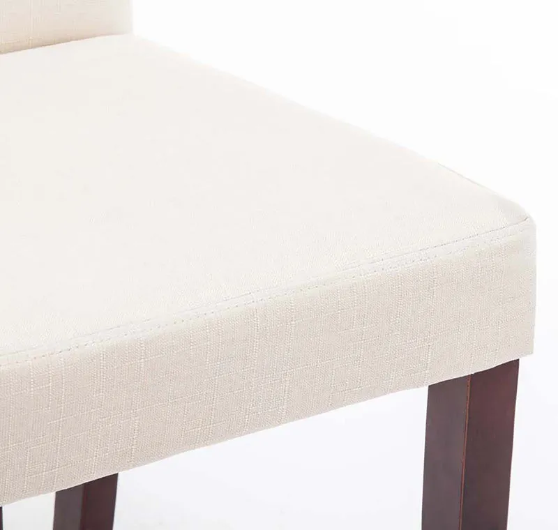 Lot de 2 chaises de salle à manger design moderne en tissu crème et pieds en bois marron foncé 10_0001553