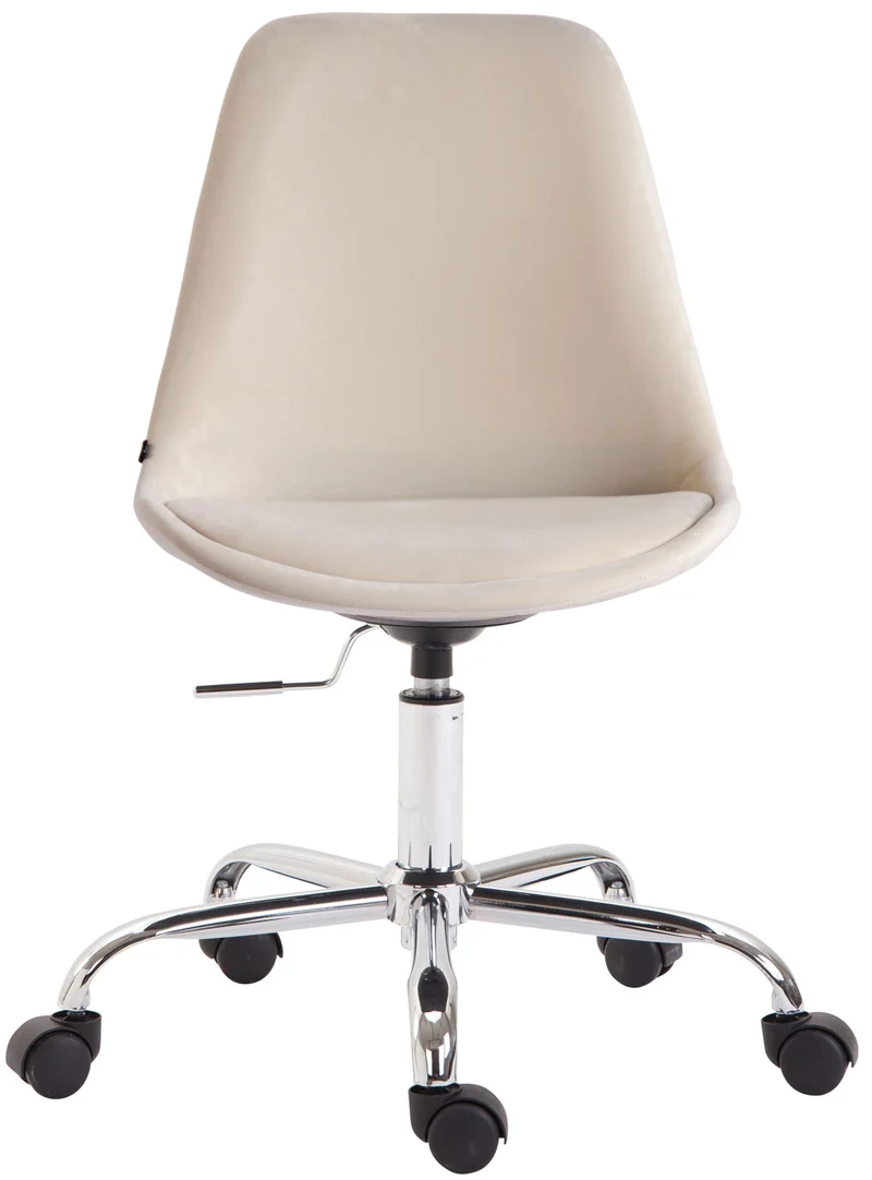Chaise de bureau sur roulettes en tissu velours crème BUR10350