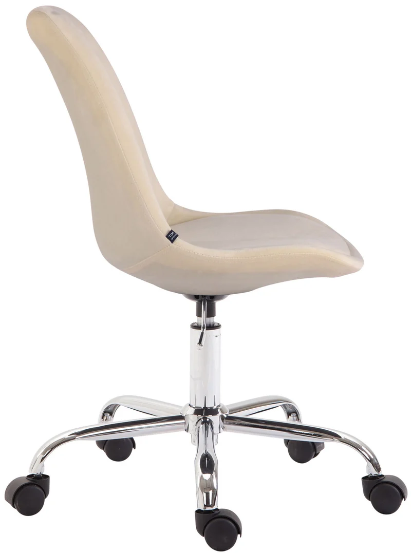Chaise de bureau sur roulettes en tissu velours crème BUR10350