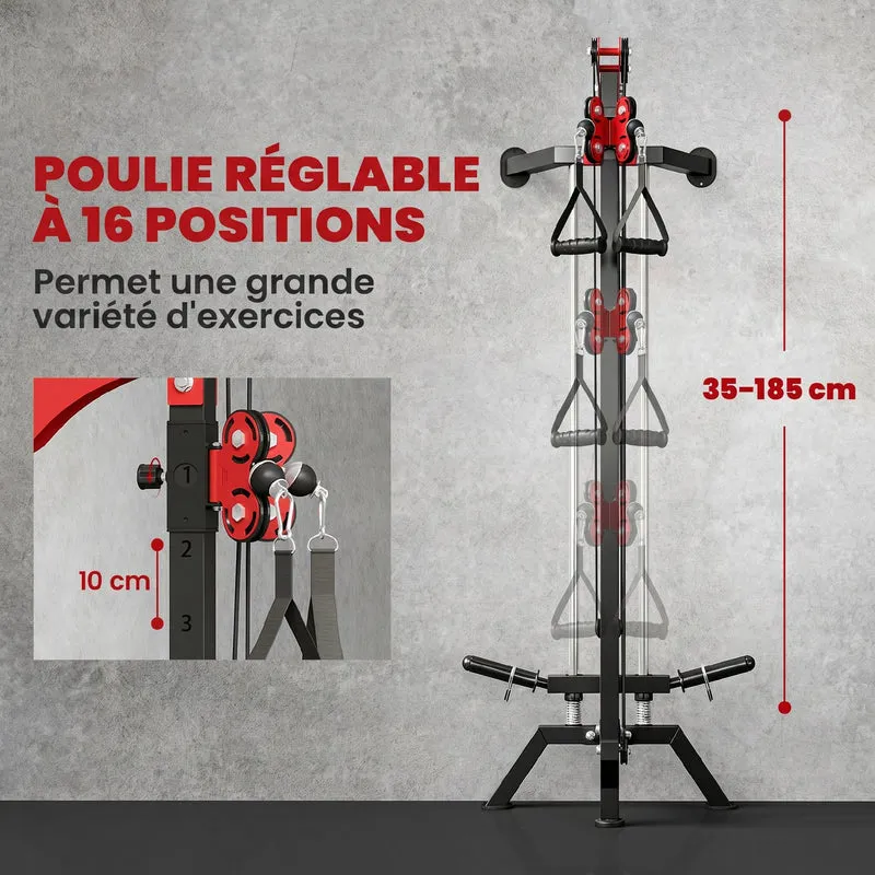 Station de musculation murale 85 x 68 x 210 cm réglable 16 positions compact polyvalent robuste industriel en acier noir 21_0006901