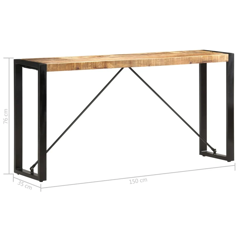 Table d'appoint console d'entrée meuble de salon 150 x 35 x 76 cm bois de manguier et acier DEC031561