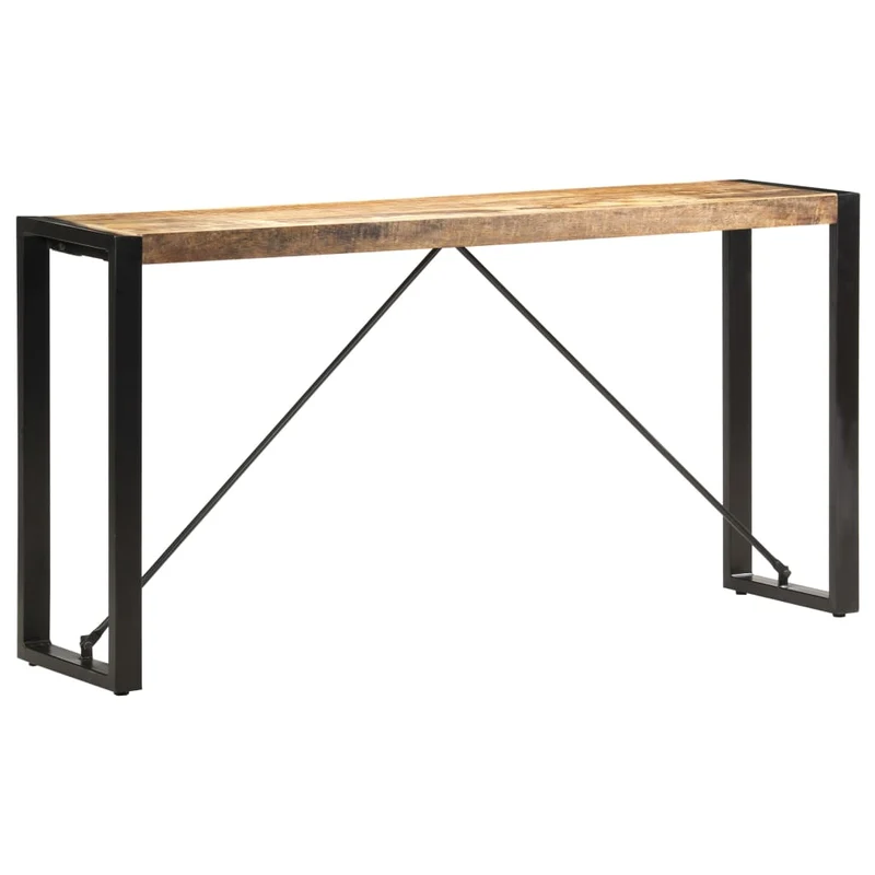 Table d'appoint console d'entrée meuble de salon 150 x 35 x 76 cm bois de manguier et acier DEC031561