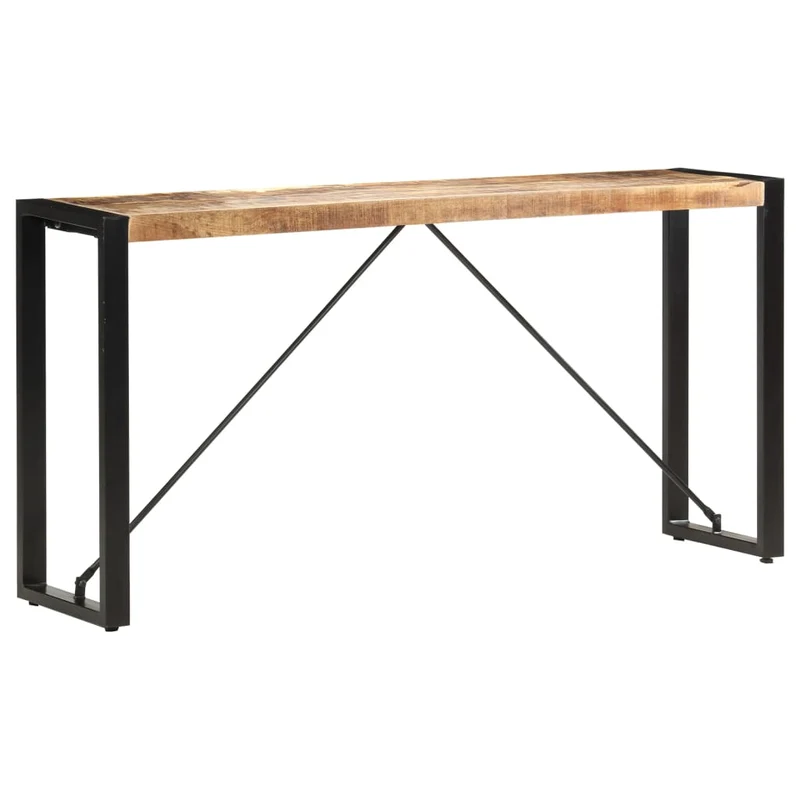 Table d'appoint console d'entrée meuble de salon 150 x 35 x 76 cm bois de manguier et acier DEC031561