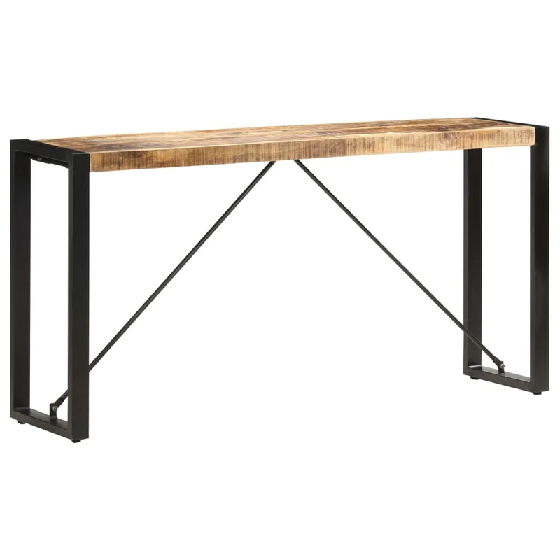 Table d'appoint console d'entrée meuble de salon 150 x 35 x 76 cm bois de manguier et acier DEC031561