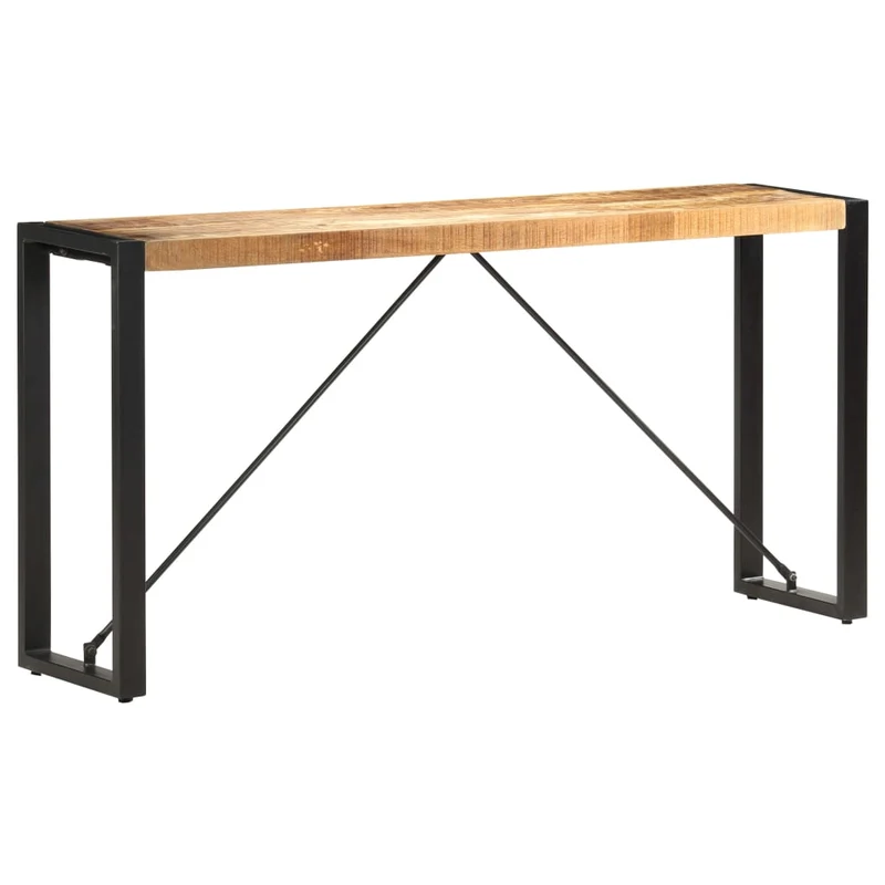 Table d'appoint console d'entrée meuble de salon 150 x 35 x 76 cm bois de manguier et acier DEC031561