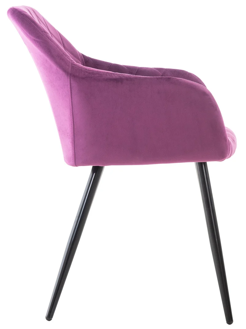 Lot de 2 chaises de salle à manger style retro chic tissu violet et pieds en métal noir 10_0001562
