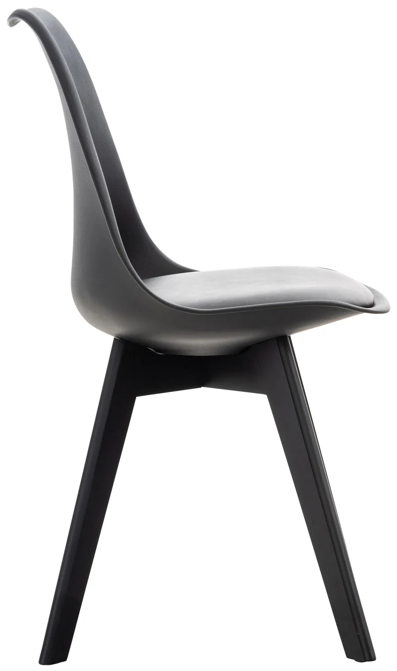 Lot de 4 chaises de salle à manger design moderne en PVC et plastique noir et pieds en bois noir 10_0001845