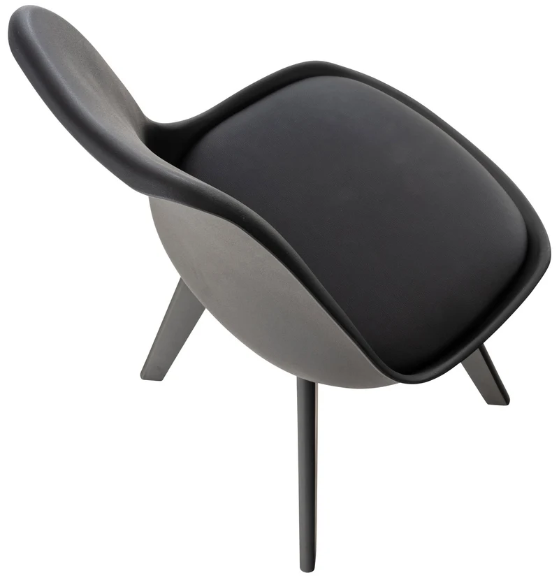 Lot de 4 chaises de salle à manger design moderne en PVC et plastique noir et pieds en bois noir 10_0001845