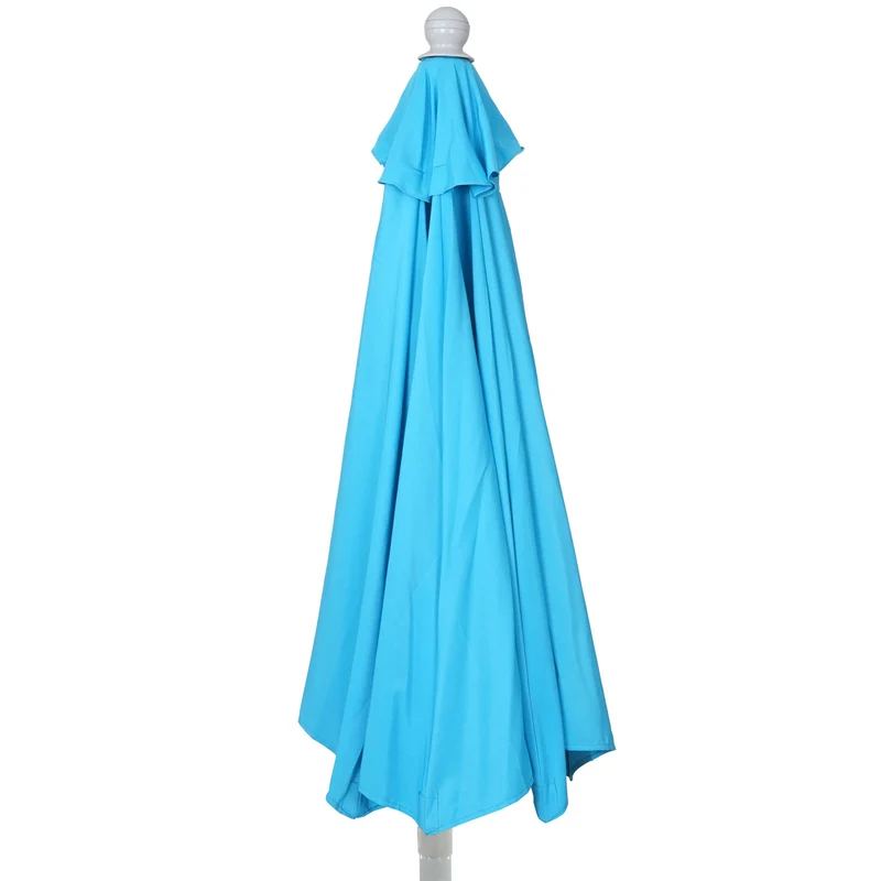 Parasol demi rond balcon envergure 270 cm gain de place sans pied UV50+ en tissu turquoise structure en aluminium 04_0011351