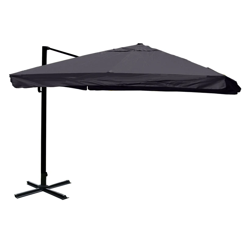 Parasol déporté 3x3 m diamètre 4,3 m inclinable orientable 360 manivelle sans pied aluminium polyester anthracite 04_0007974