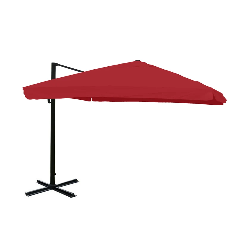 Parasol déporté 3x4 m diamètre 5 m orientable inclinable sans pied aluminium polyester bordeaux 04_0007961